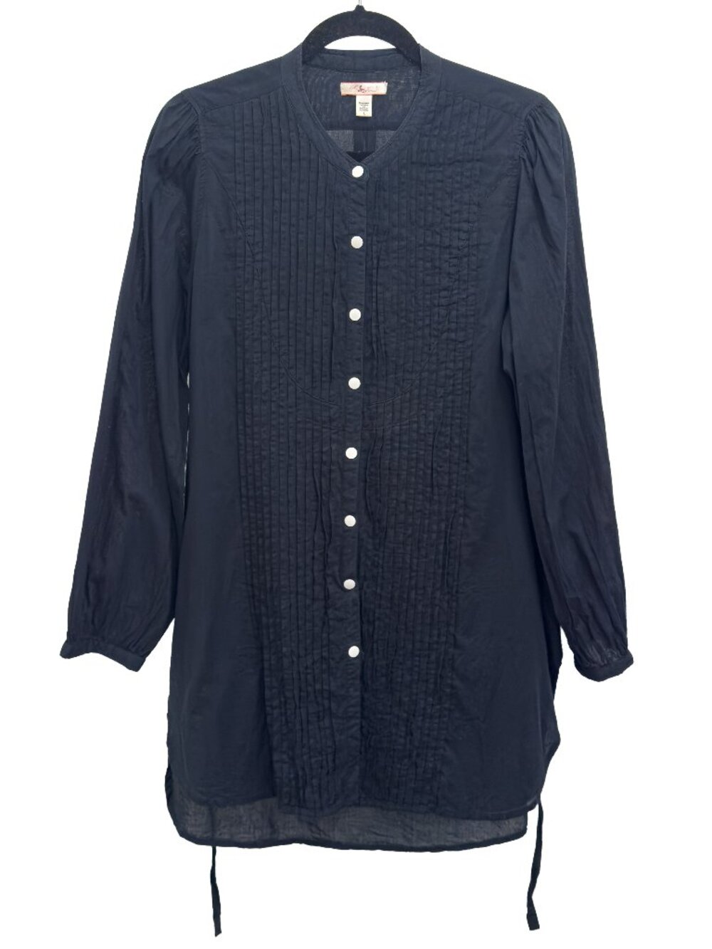 Lux Women’s Large Black Pleated Detail Button Down Shirt - Picture 1 of 9